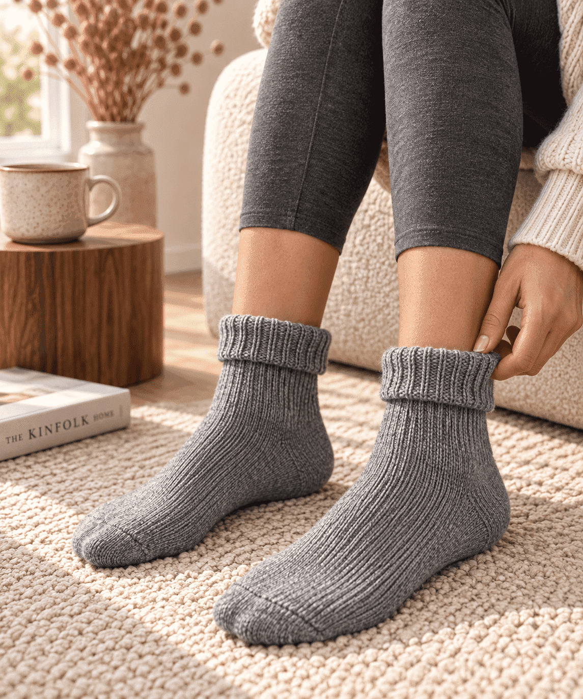 2 Paar Alpakasocke "Medium" Umschlag Warm Schaf Wolle