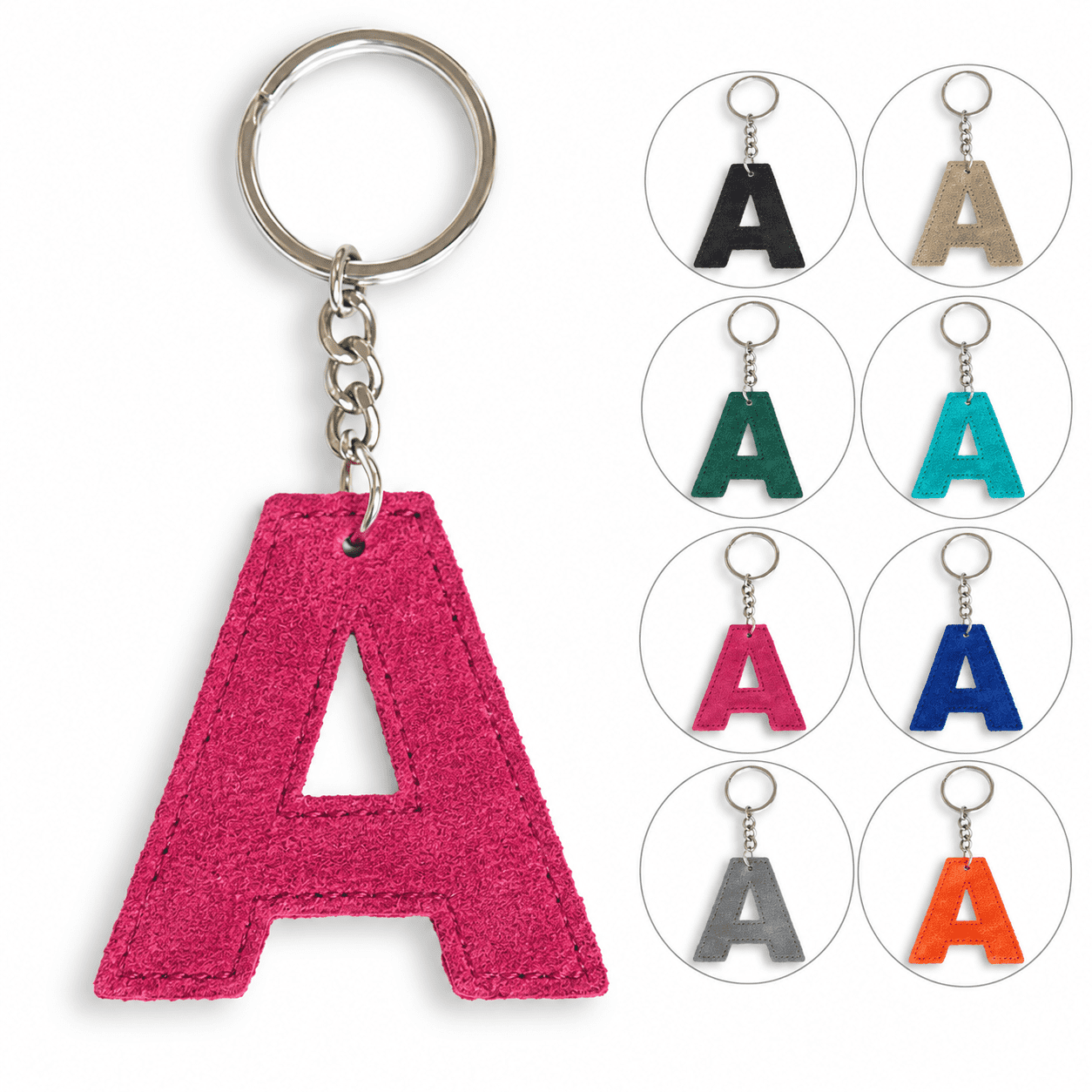 Schlüsselanhänger "Buchstabe" Alphabet Leder Ring Anhänger