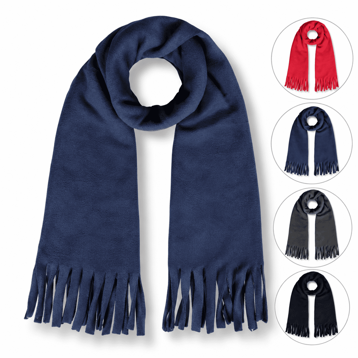 Schal Fleece Fransen Winter einfarbig