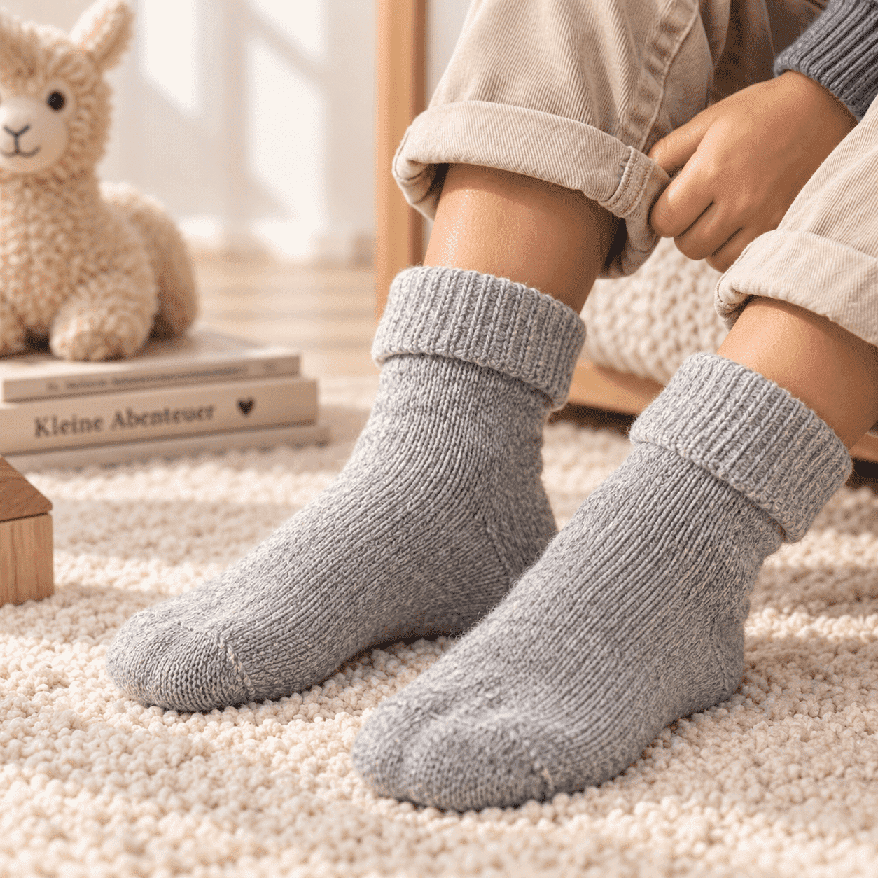 2 Paar Kindersocken Alpaka Schaf Wolle