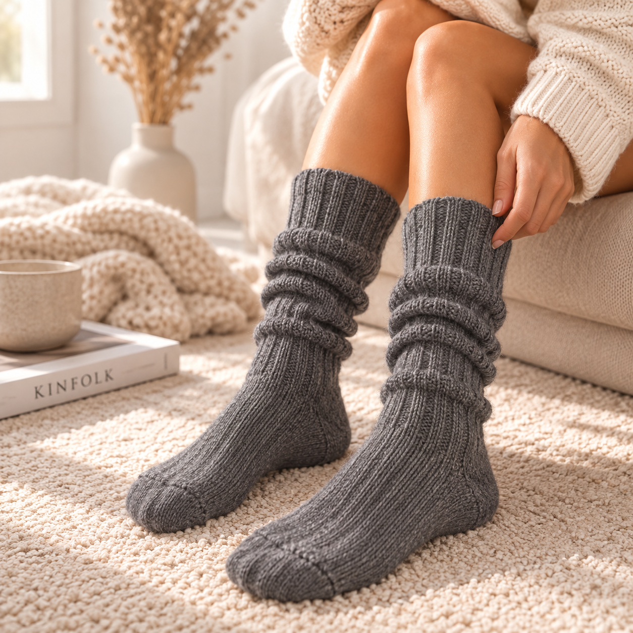 2 Paar dicke Alpaka‑Socken – Kuschelig warm & unisex