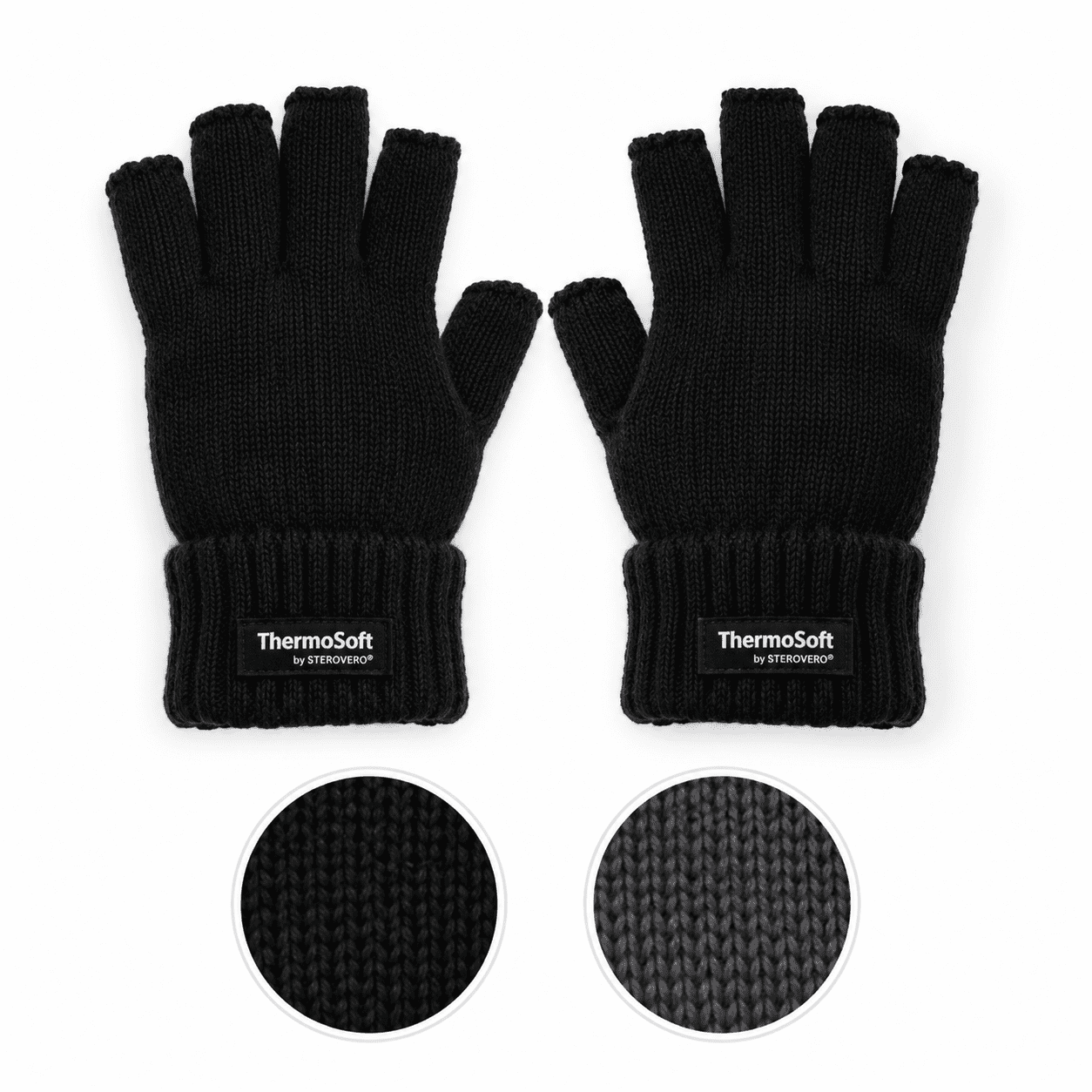 Strickhandschuh Halbfinger Wolle Fleece Winter Unisex
