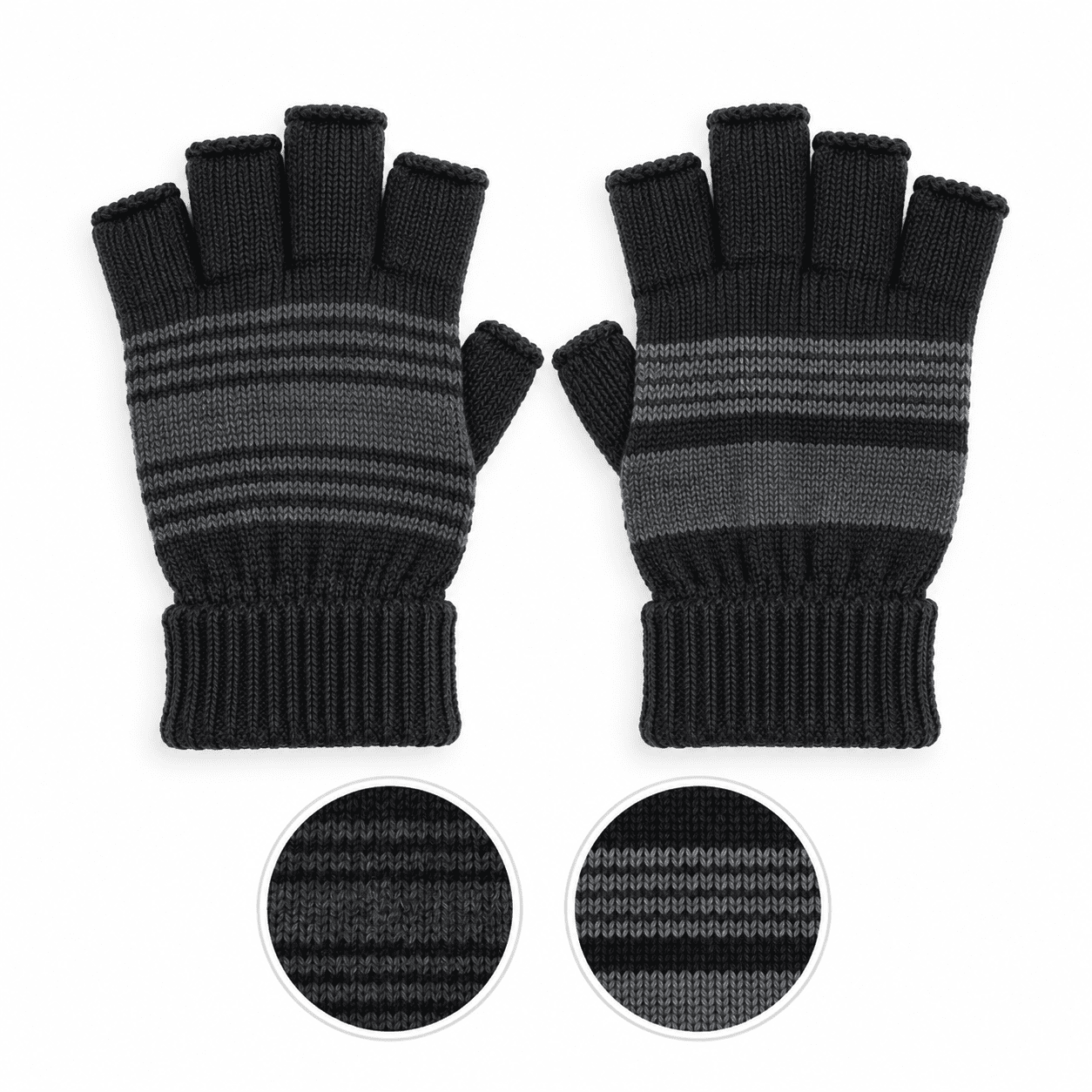 Halbfinger Handschuh gestreift schwarz grau onesize