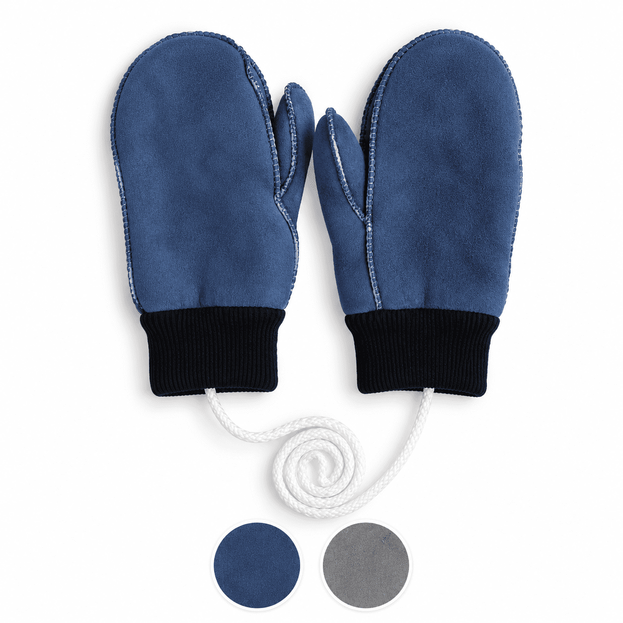 Kinder Fausthandschuh Leder Band Schaf Lammfell Strick