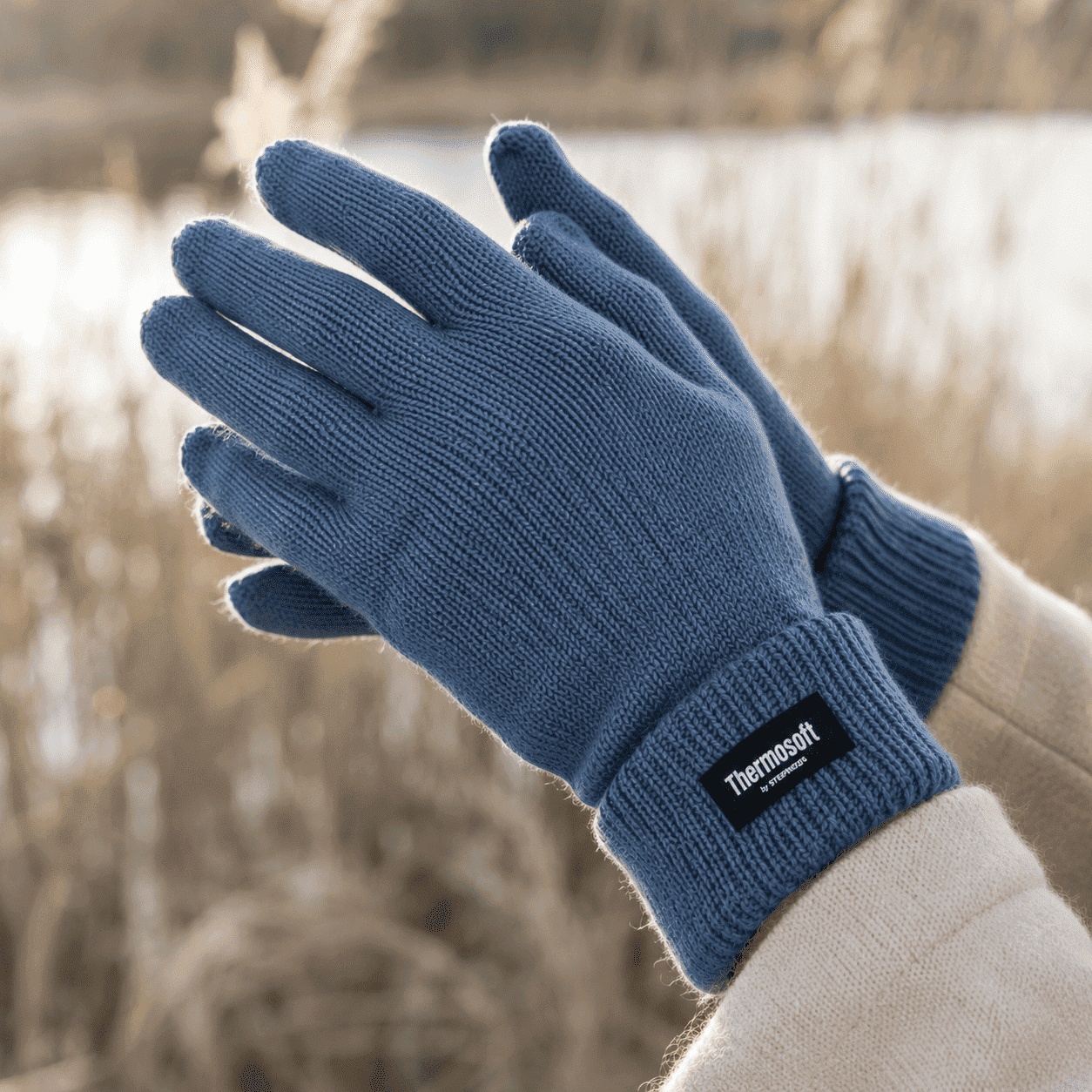 Strickhandschuhe Einfarbig Finger Umschlag Wolle Fleece Unisex