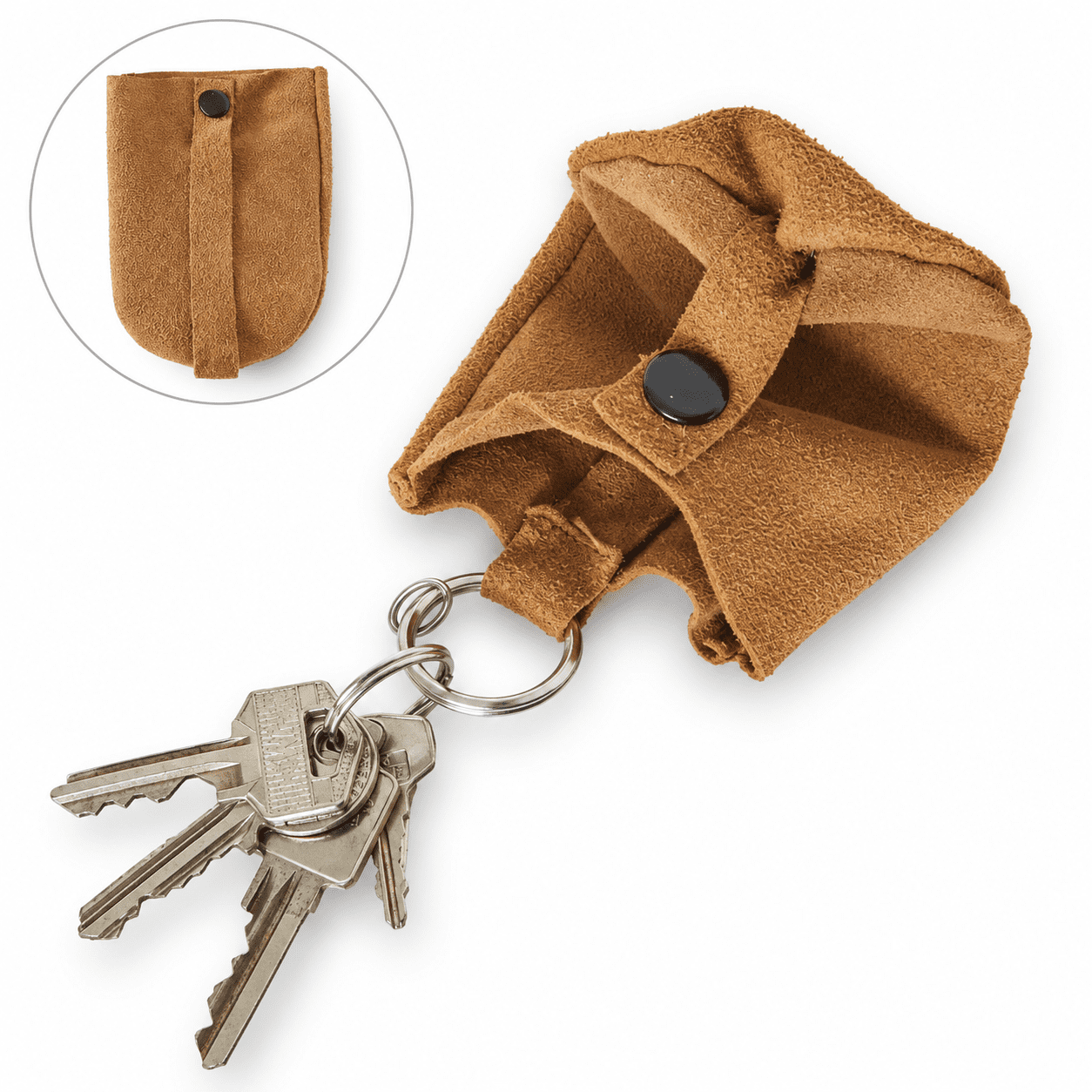 Schlüsseltäschchen Beige Schlüsselring Täschchen Wildleder
