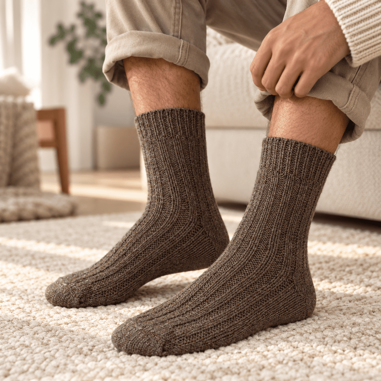 2 Paar Kaschmirsocken "Dick" Unisex Kaschmir Wolle Warm