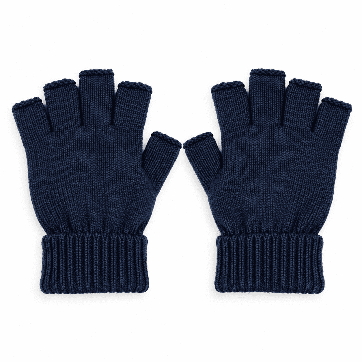 Halbfinger Strickhandschuhe marine Wolle