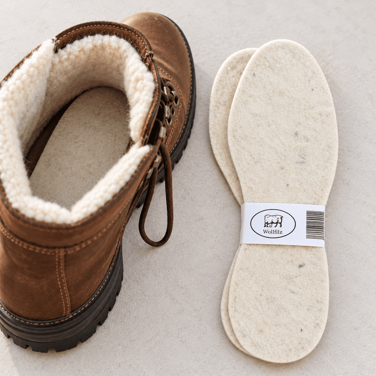 Einlegesohle Wollfilz Naturprodukt Klimaausgleichend Schuhe